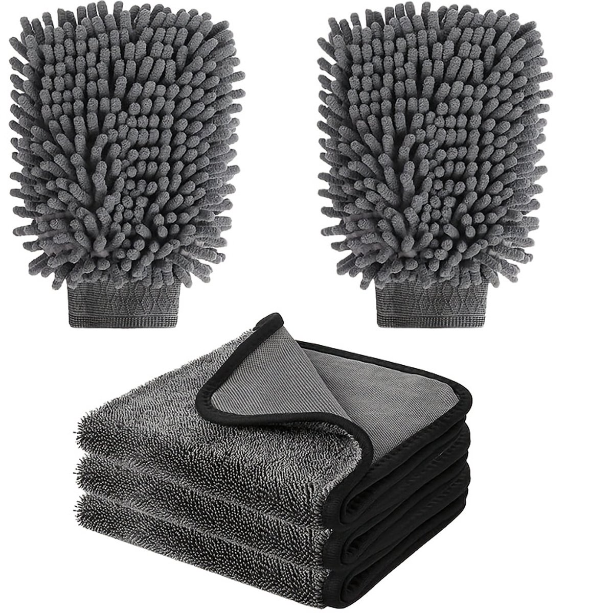 Livé® Auto Was Set – Microvezel Droogdoek & Washandschoenen 5-delig