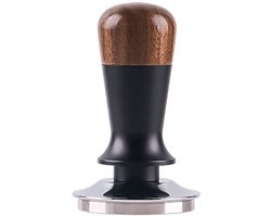 58 mm Koffietamper met walnotenhouten handvat en veermechanisme — 304 roestvrijstalen tamper in Italiaanse stijl met constante druk