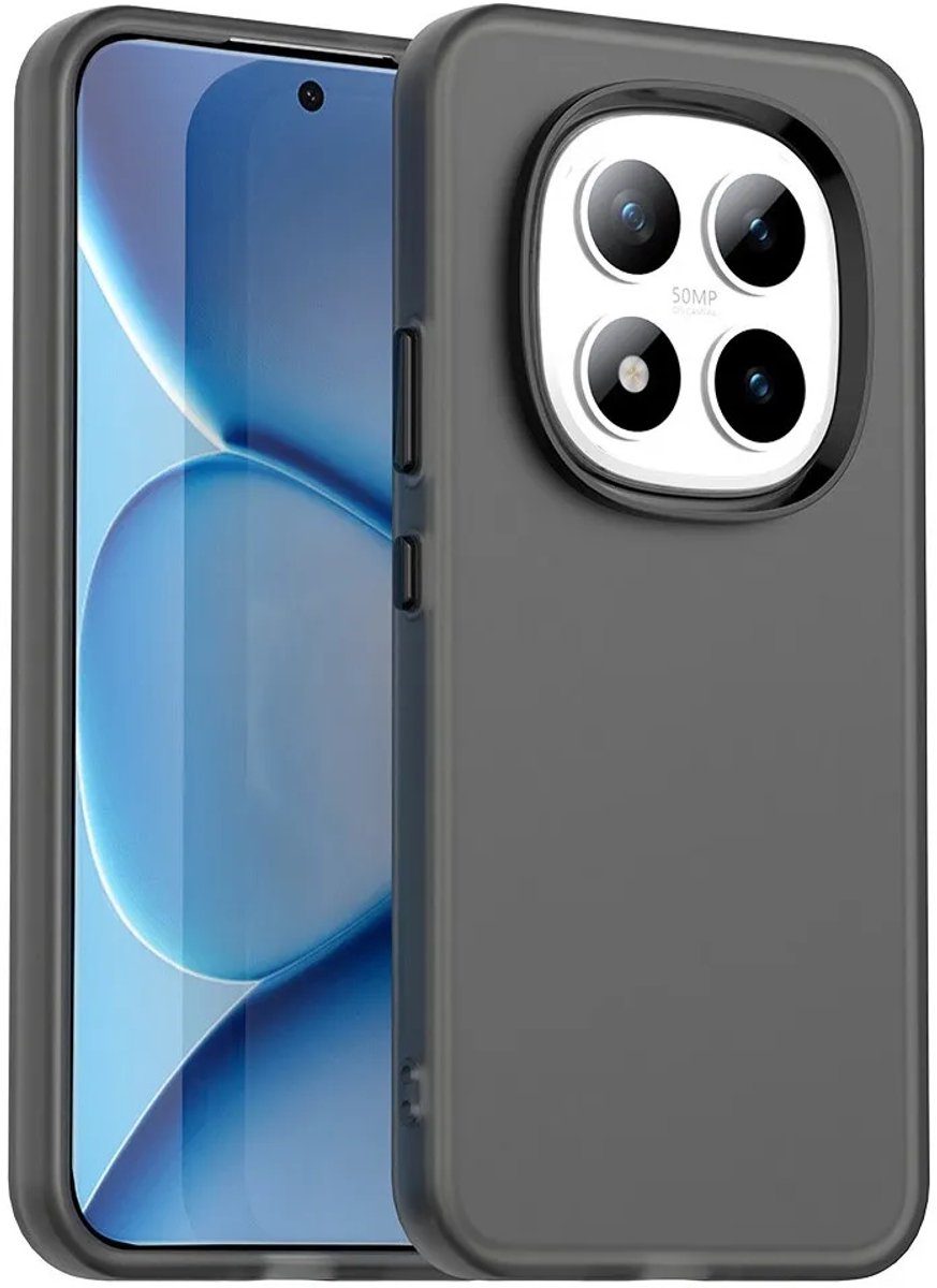Hoesje geschikt voor Xiaomi Redmi Note 15 Pro 5G - Phonesta HardFrost Semi-Transparante Back Cover - Mat Zwart