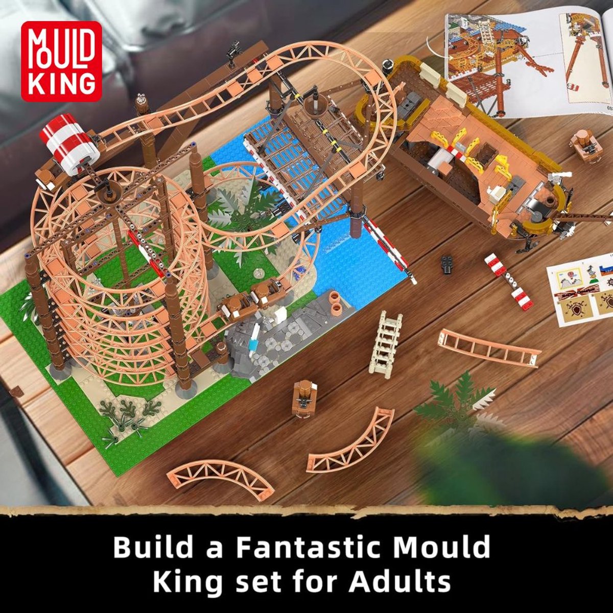 Mould King 11013 Double Helix achtbaan bouwset | Kermis architecture ideas modelbouw | Technische creator classic speelgoed bouwpakketten voor volwassenen & kinderen | Expert icons muziekdoos | Motor niet geschikt voor Lego technic | 2174 bouwstenen — afbeelding 6