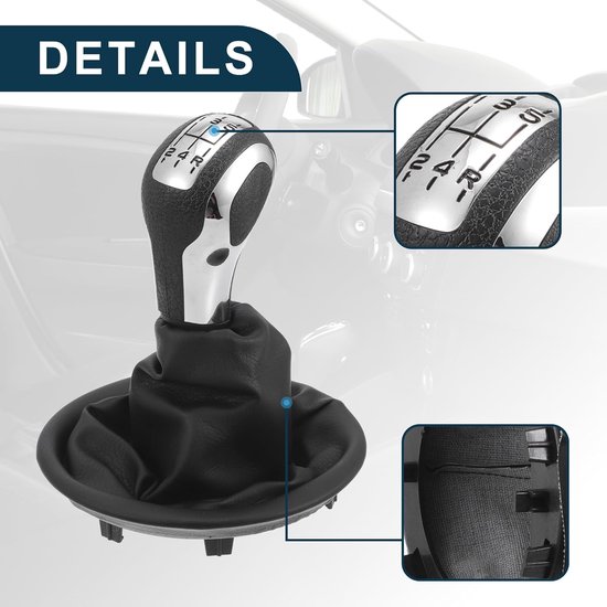 Schakelknop met Afdekking - Pookknop Versnellingsbak - Auto Interieur Upgrade - 5-Versnellingen Handmatig - Zwart Zilver — afbeelding 2