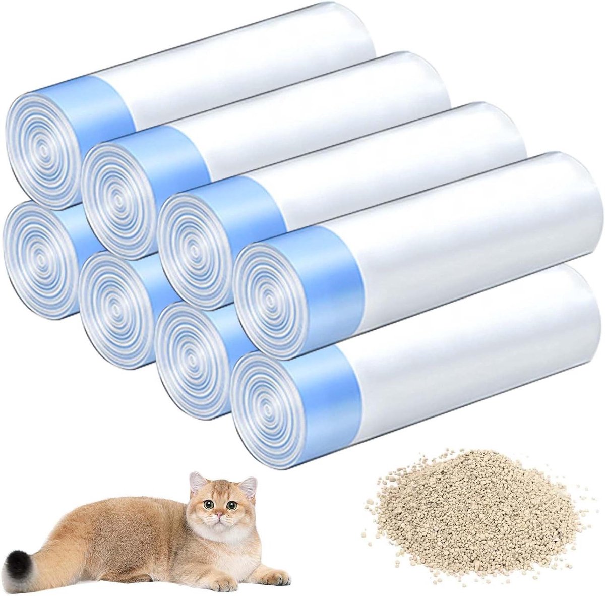 Kattenbak Zakken - Huisdier Afvalzakken - Kattenbak Reinigen - Met Trekband Sluiting - 160 Stuks - Wit