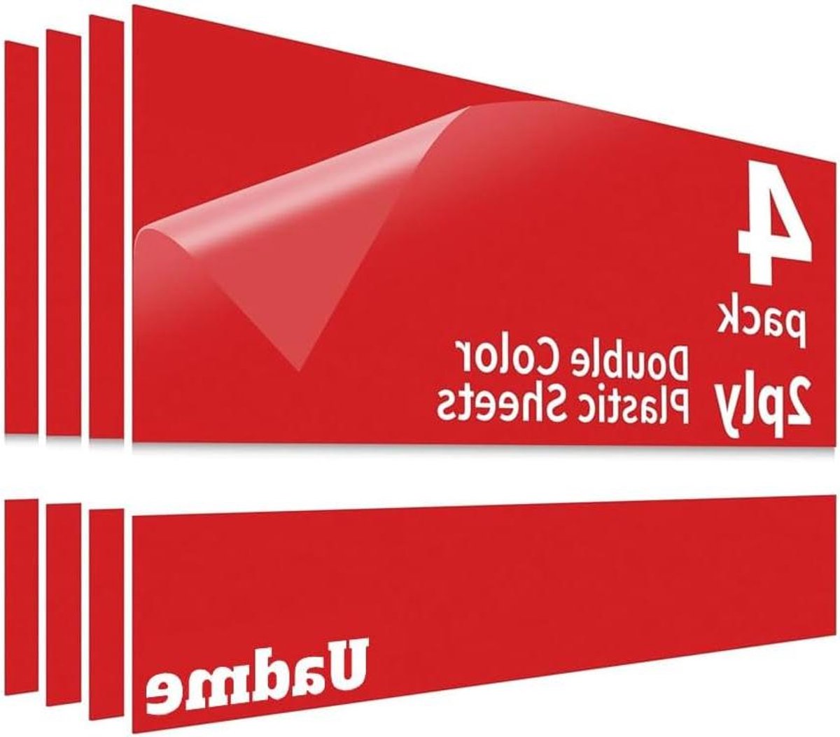 Graveerplaat ABS, 30x20cm Kunststof Plaat, 4 Stuks Graveerplaat Blanks A4, voor Graveren van Schilderijen, Deurborden en Veiligheidsborden, Wit op Rood
