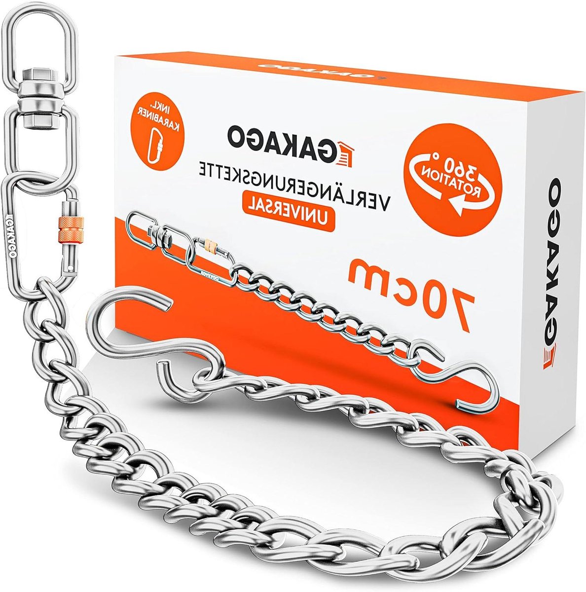 Verlengketting Set - Hangstoel Ketting - Flexibele Ophanging - Verstelbare Lengte Draaimechanisme - Tot 250 kg - Zilverkleurig