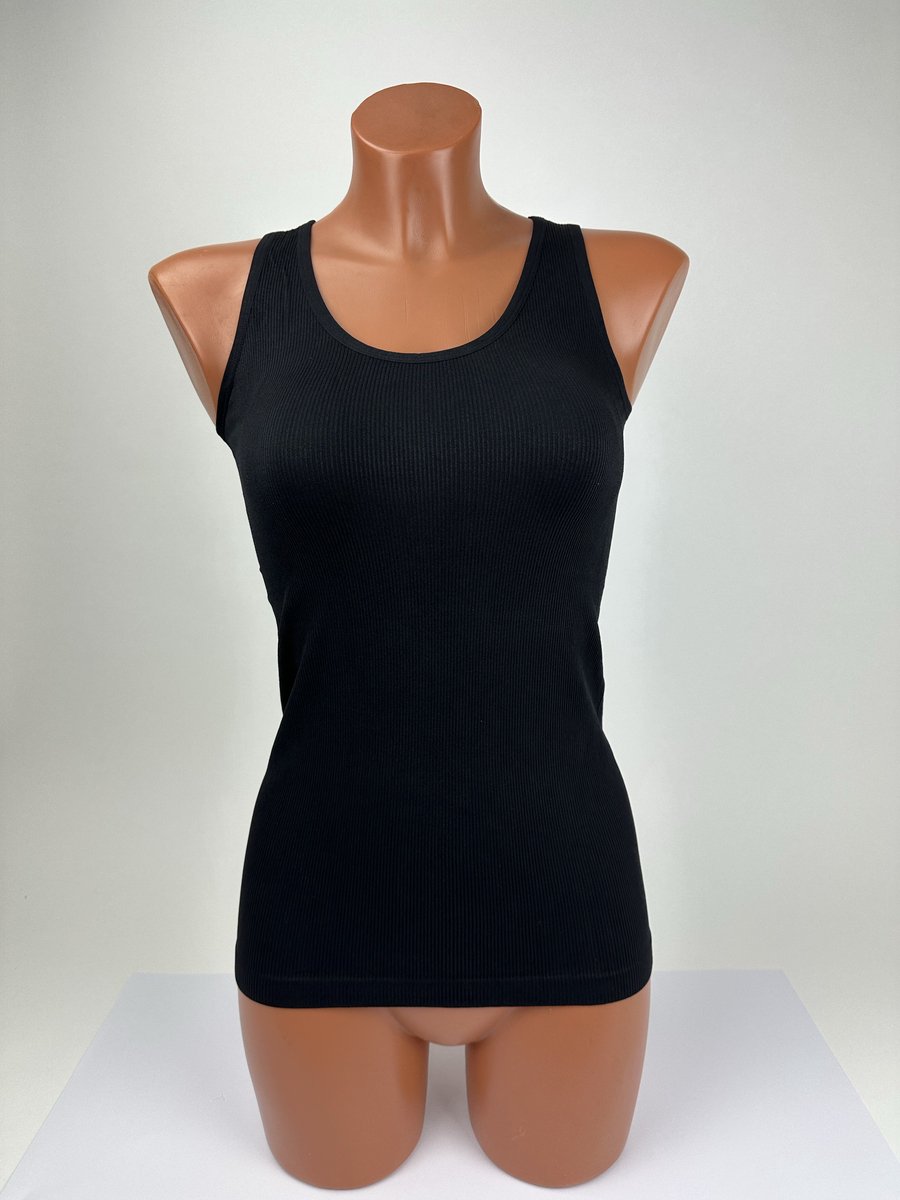 Marco Rossi - Dameshemd - Onderhemd - Dames Sporthemden - Tanktop - Brede Band - Singlet - Zwart - Maat 36/38 - S/M