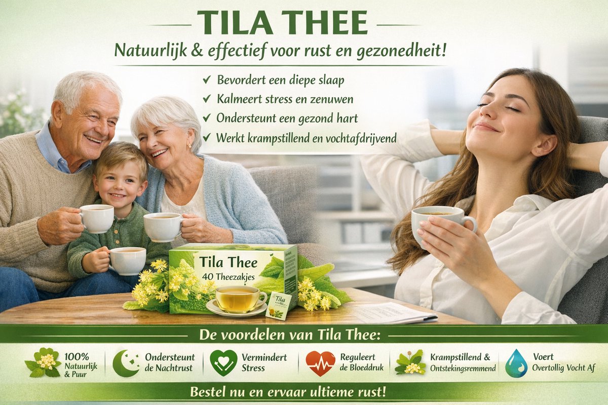 40 THEEZAKJES TILA – Natuurlijk ontspanningsthee voor een betere nachtrust, kalme zenuwen en een gezond hart!  Ontdek de kracht van lindebloesem: tegen stress, krampen en vochtophoping. Bestel nu en ervaar ultieme rust!