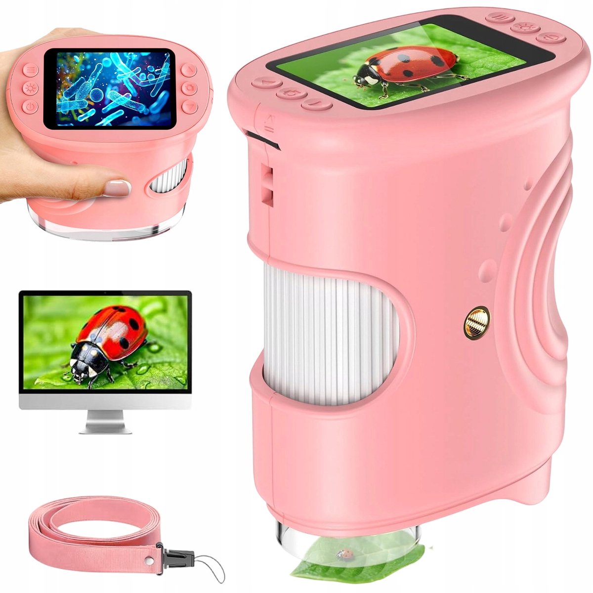 Kindermicroscopen - 1000x Digitale Kinder Microscoop - 200MP Camera & 8 LED-lichten - Roze- 600mAh Oplaadbaar - 32GB Opslag - Educatief Speelgoed & Wetenschappelijk Cadeau
