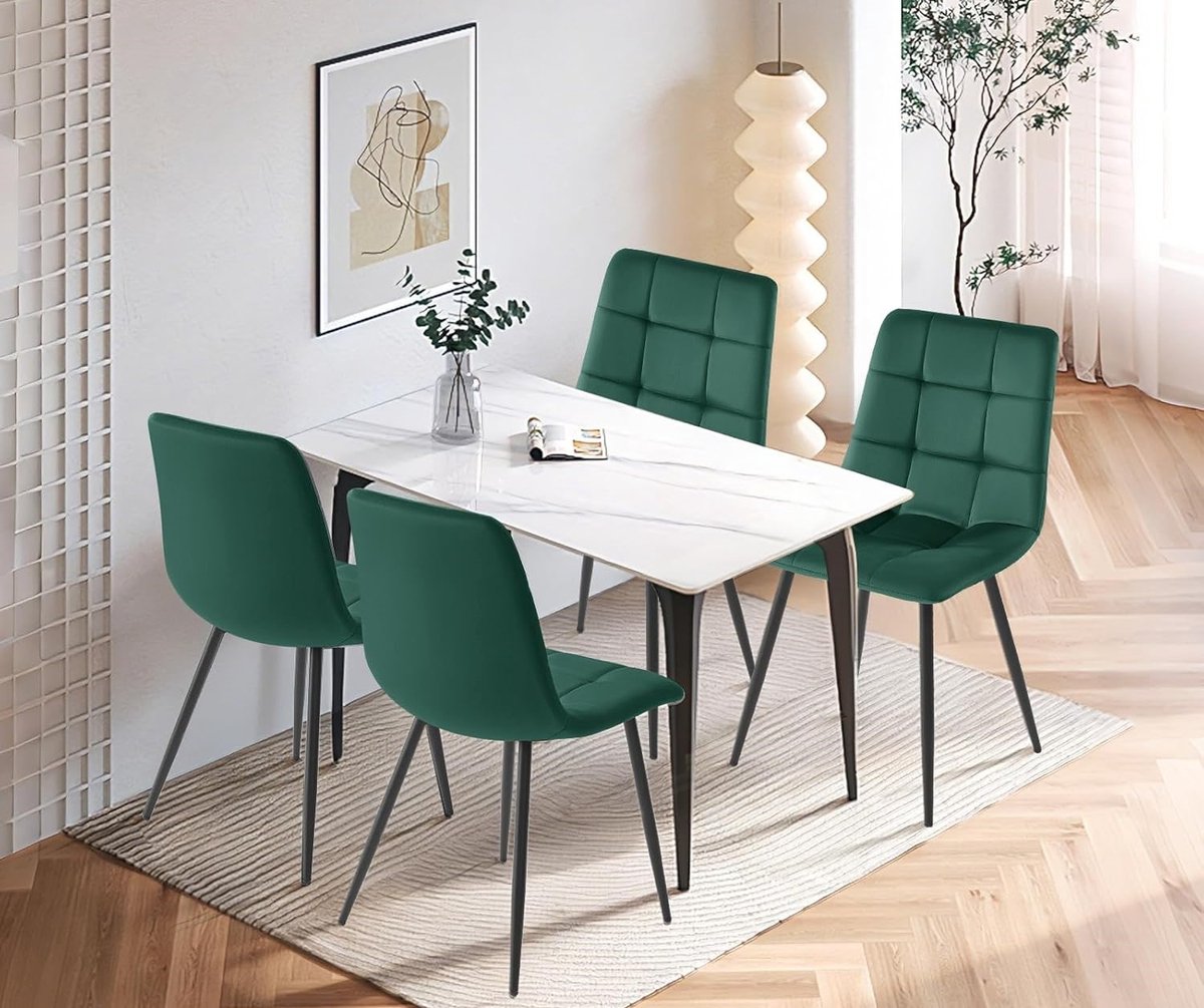 Eetkamerstoelen Set van 2 – Met Armleuningen – Groen – 55x45x85 cm – Industrohome