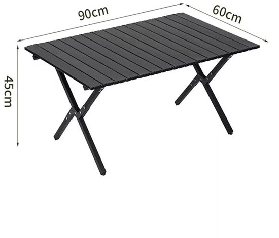 Archi Campingtafel - Opvouwbare Tuintafel - Inklapbaar - Rolblad Design - Weerbestendig Koolstofstaal - Zwart - 90 × 60 × 45 cm — afbeelding 4