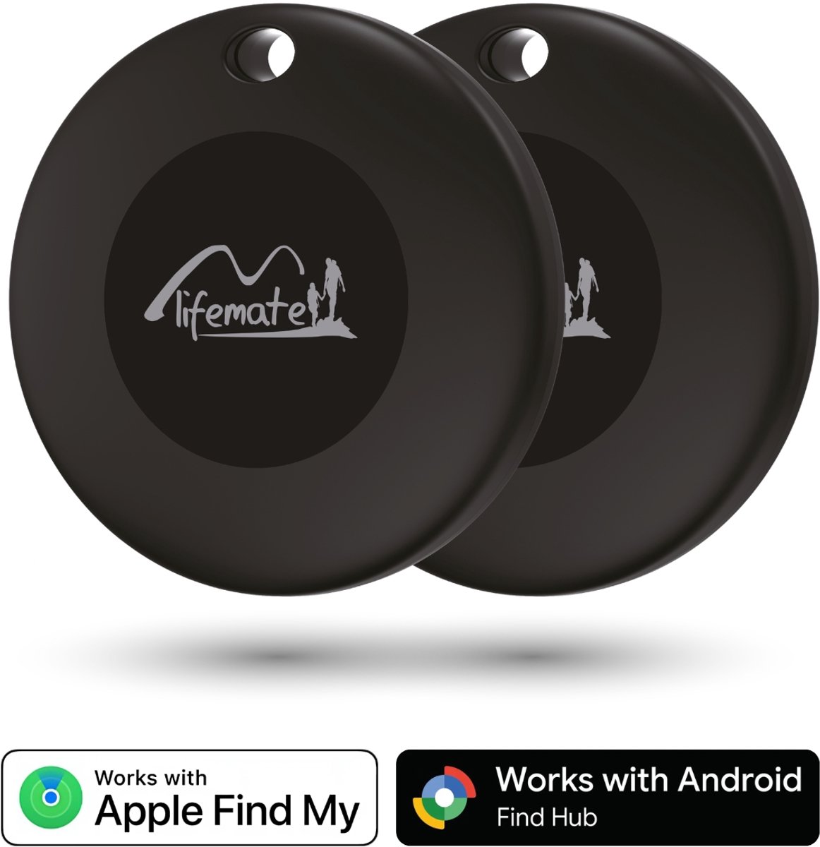 Lifemate Life Tag Duo - Compatibel met iOS Zoek mijn of Android / Google Vind Plek - Android Bluetooth Tracker - Apple Bluetooth Tracker - 100 dB - Tracker Apple iPhone & Android - 2 Pack