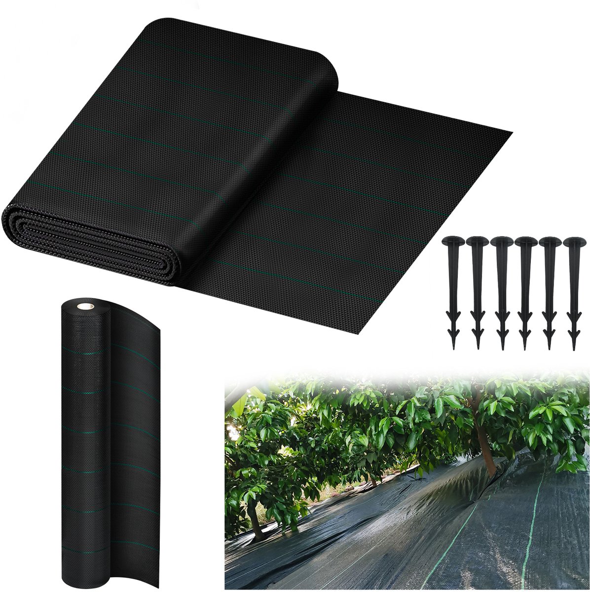 ACXIN Onkruiddoek Worteldoek Anti Onkruid Doek - Waterdoorlatend UV Bestendig Scheurbestendig Tuinvlies Gronddoek - 100g/m² - 2x10m