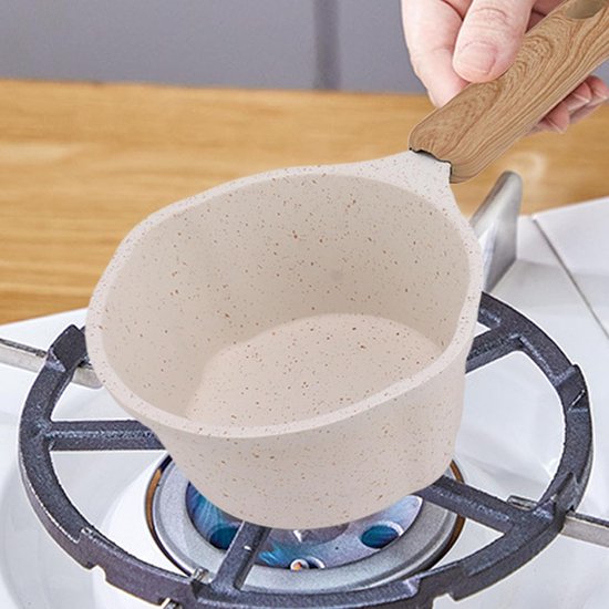 Small Pan Non-Stick Coating, Small White Saucepan Milk Pot With Flat Bottom Multifunctional Cooking Pot For Frying — afbeelding 2