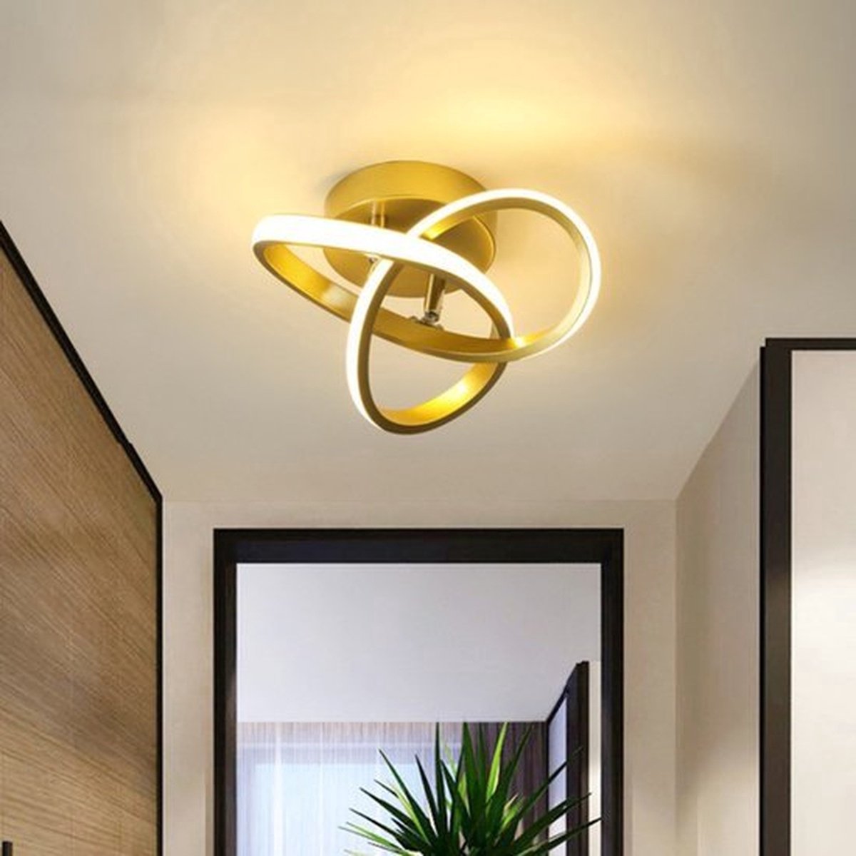 Modern Led Ceiling Light Fixture,3000K/4500K/6000K Gold Led Hallway Light Fixtures Ceiling Lamp for Hallway Bedroom Bathroom Kitchen Balcony Stair Aisle Ceiling Lamp Curved Design (Gold) — cadeau in Cadeau-ideeën - foto 7