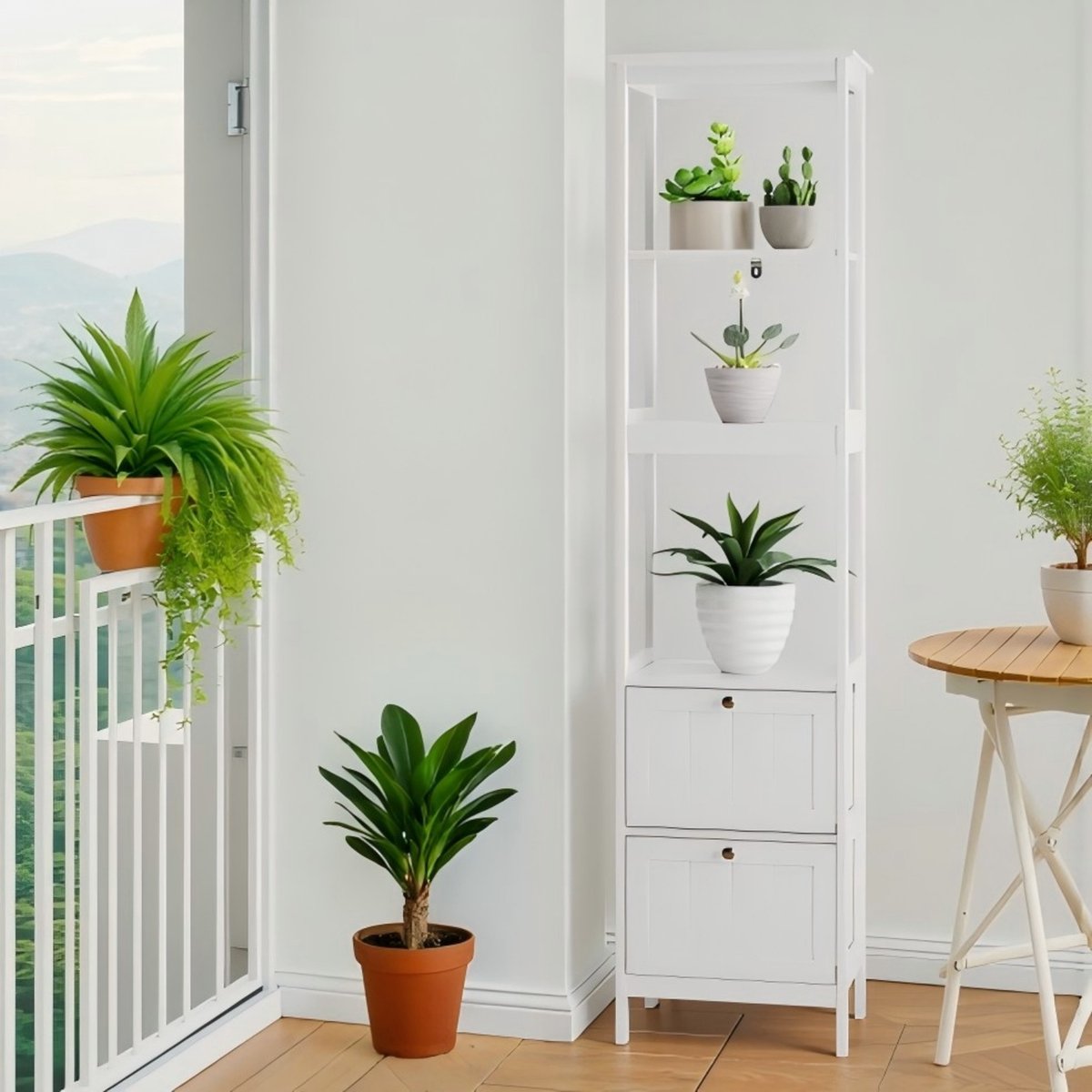 Smalle badkamerkast - kolomkast smal - opbergkast - badkamer kast - hoge kast vrijstaand met lades en planken – ROLIPO – badkamermeubel opbergkast smal rek kast toiletkast 40x30x160 cm wit voor kleine ruimtes