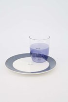 Zusss Set Van Een Ontbijtbordje Enjoy En Drinkglas Smile In Het Blauw - Verjaardag - Cadeau - Keramiek - White / Blue - Ø20x1,5Cm