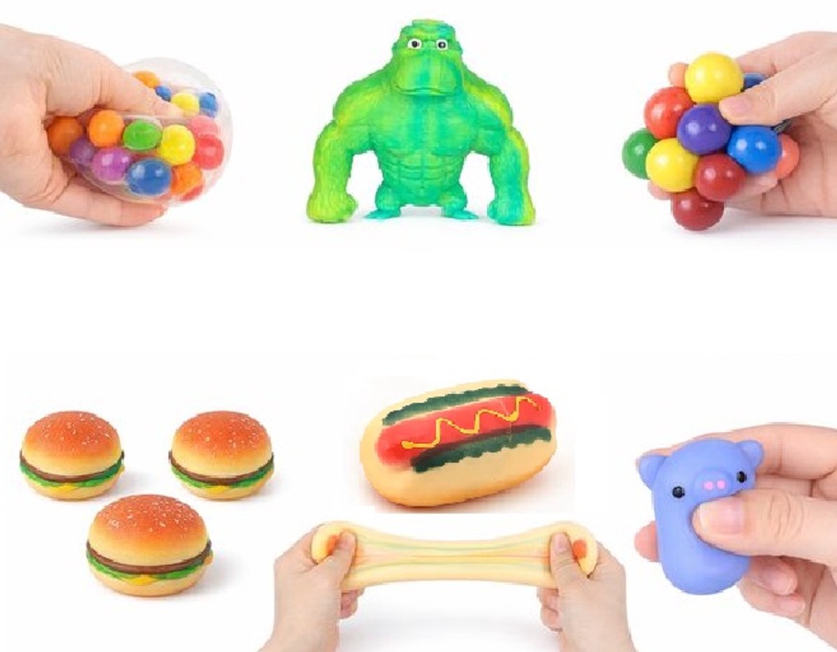 Funblitz Squishy Anti-stress speelgoed, feestcadeautje voor kinderverjaardag, gastgeschenken, 4-10 jaar, antistressbal, woedebal, kinderen en volwassenen, knijpspeelgoed, kleine cadeaus voor kinderen