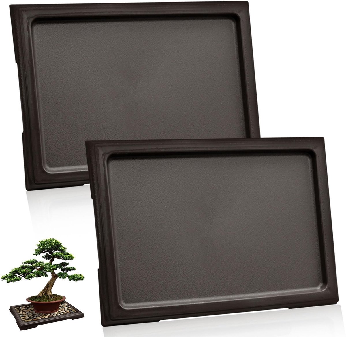 CANIPHA Set van 2 Bonsai Pot Onderzetters - Plastic Drip Tray voor Planten