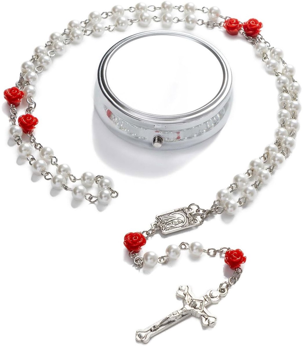 GlamRays Rosarine Pearls - Handgemaakte Rozenkrans voor Tienermeisjes, Inclusief Zilveren Cadeaudoos