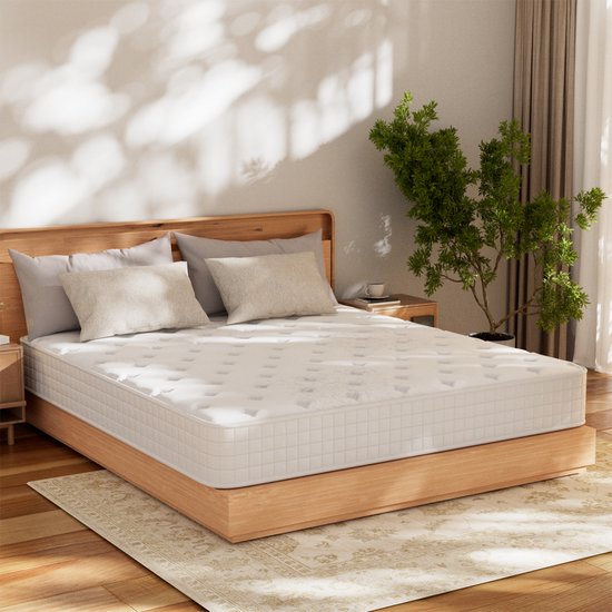 EARTHYHOME - Matras 140x200cm - Pocketveringmatras - 20cm Dik - Tweepersoonsmatrassen - 7-zone Ondersteuning - 8-laags gelaagde stof.