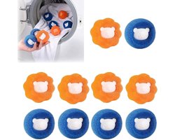 10 stuks Magische Haarverwijderingsspons - Haarabsorberende Spons voor de Was - Vlekverwijdering en Anti-Klitten Wasbal - Haarfilter - 6,5*6,5*5 cm - Voor Haarverwijdering in de Wasmachine - Oranje, Blauw