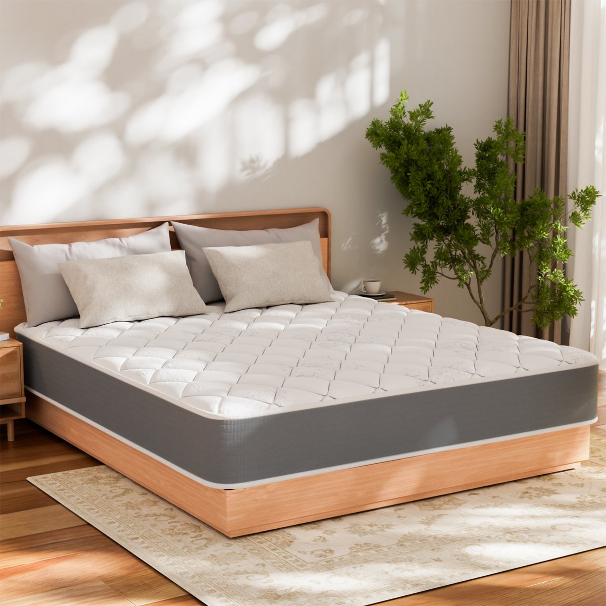 EARTHYHOME - Pocketveermatras 140x200cm - Pocketveringmatras - 25cm Dik - Tweepersoonsmatrassen - 7-zone Ondersteuning - 8-laags gelaagde stof.