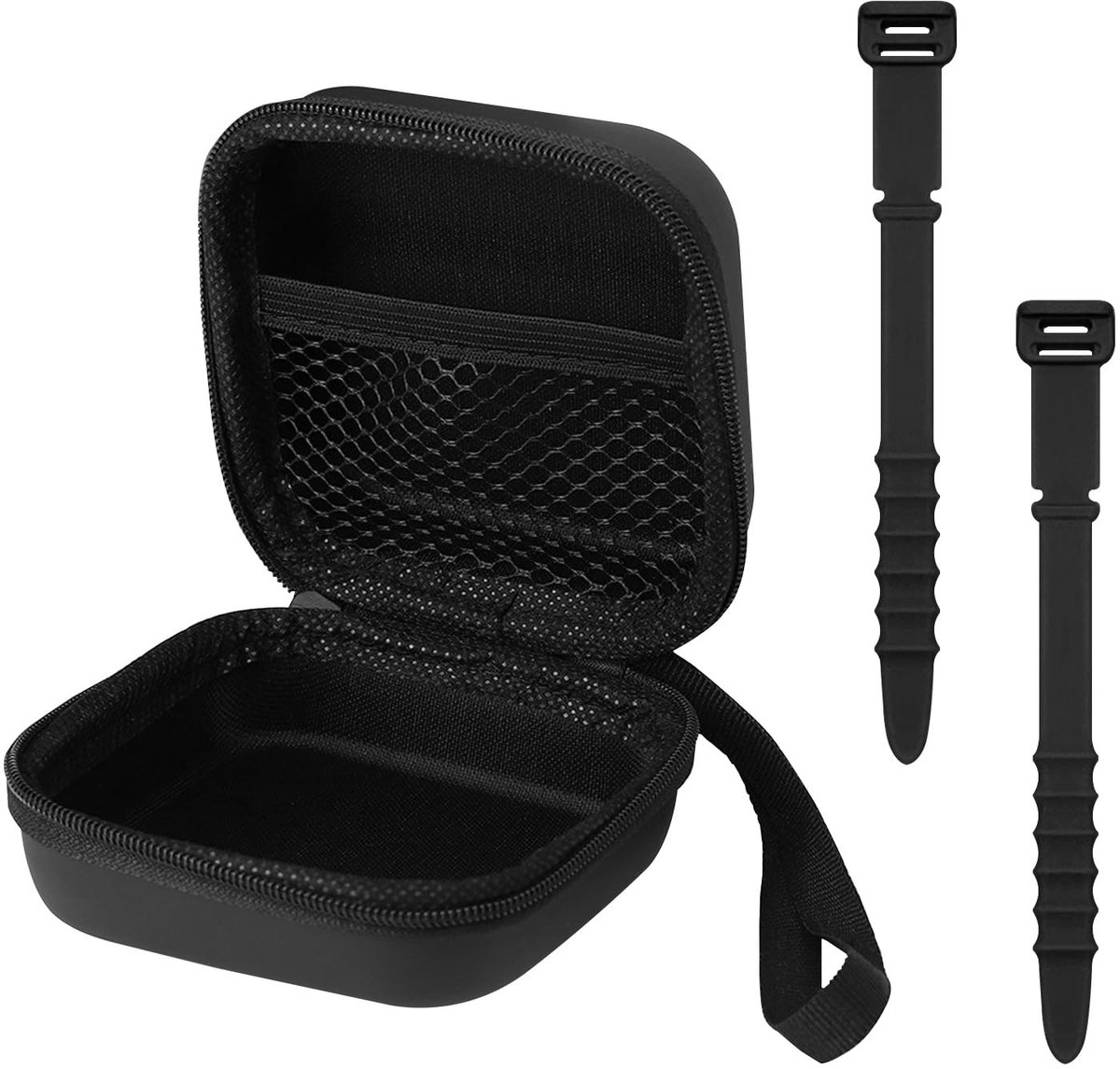 Allecto - Zwarte Opbergdoos met 2 Kabelorganizers voor Hoofdtelefoon en Datakabels - Waterproof en Duurzaam