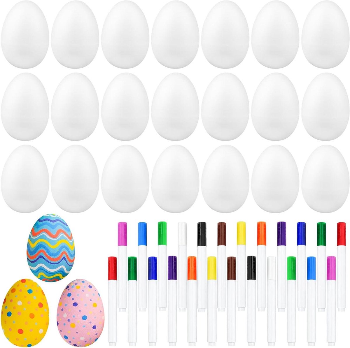 Plastic Eierschudders - Muziekinstrumenten Maracas - Doe-het-zelf Knutselen - Set van 24 Stuks - 6 cm Lengte - Wit