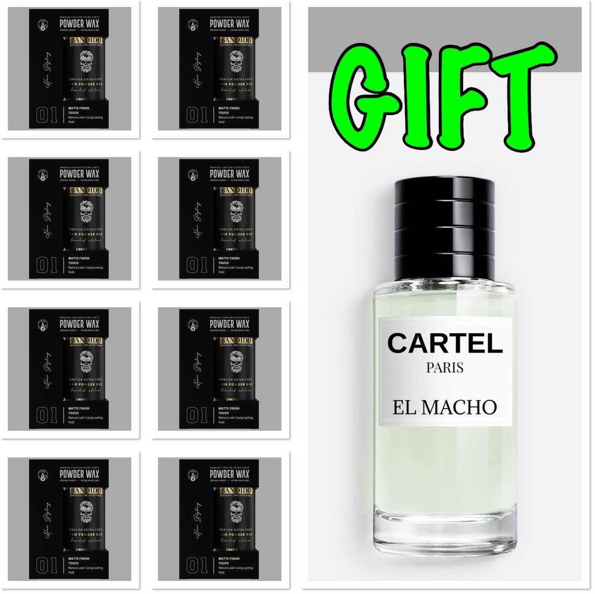Bandido Powder Wax 32Gr - 8 stuks Matte Finish Touch + 1X Cartel Parfum 50ml GRATIS