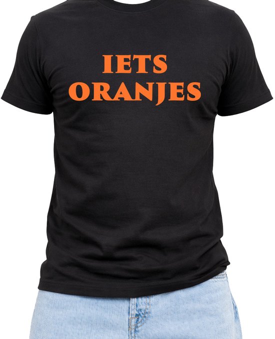 Koningsdag shirt “Iets Oranjes” – Zwart/Oranje – Grappig T‑shirt