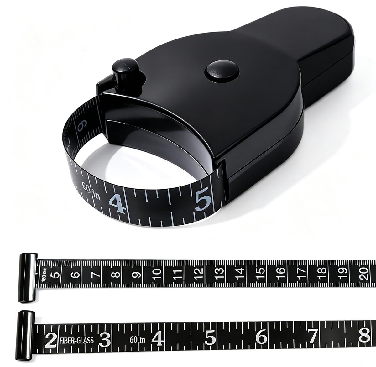 carmdering - Lichaamsmeetlint - Lintmeter - Meetlint - Dubbelzijdige Schaalverdeling - Eén-knop Mechanisme - Glasvezel - Knikvrij En Slijtvast - Veilig Voor Huidmeting - 1 Stuk