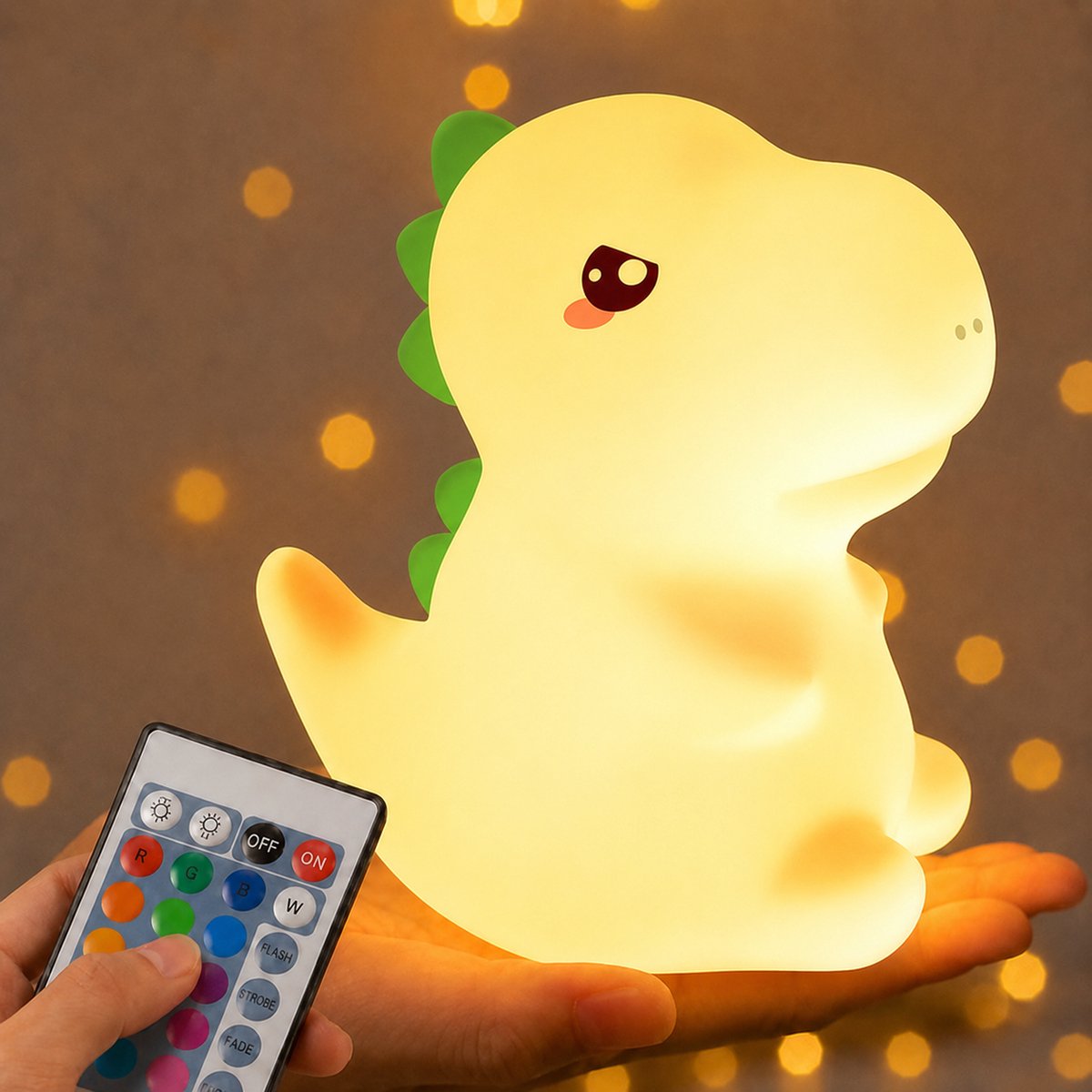 Sercano Kinder Nachtlampje - Baby LED Slaaplampje met Afstandsbediening - Kindveilig - 16 Kleuren & Dimbaar - Tot 10 uur - Oplaadbaar (1200mAh)