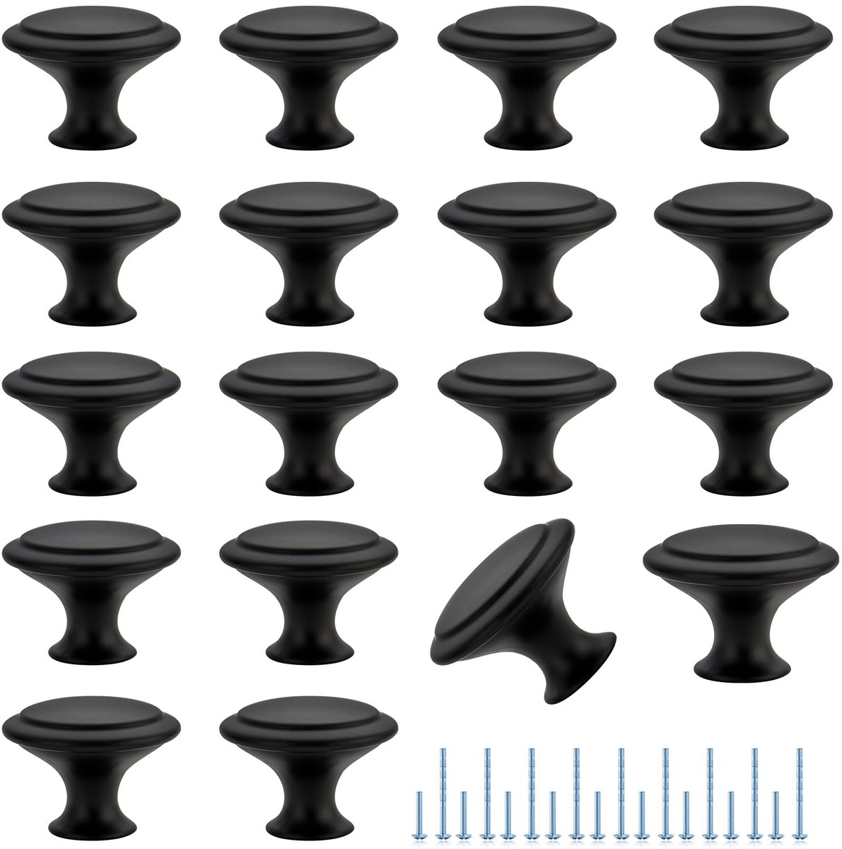 carmdering - Meubelknop - Kastknop - Ronde Knop - Matte Zwarte Afwerking - Ergonomisch Concave Design - Roestvrij Staal - Minimalistisch Stijl - Flexibele Montage Opties - 18 Stuks
