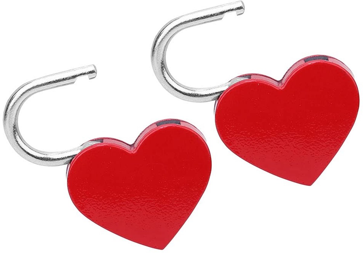 Dailygoods- Hartslot 2 Sets - Metalen Hangslot - Multifunctioneel - Cadeaus - Sieradendoosje - Afmetingen 30 x 39 mm