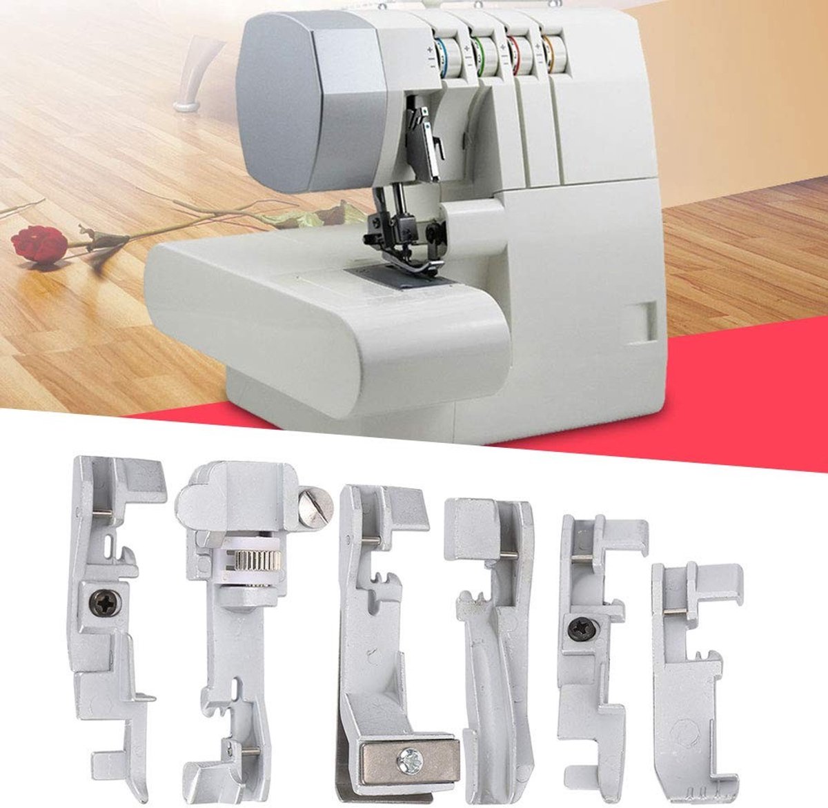 Dailygoods- Naaivoet Set - Multifunctionele Naaivoet - Overlockmachine Naaivoet - Huishoudelijke Naaimachine - Hoogwaardig IJzermateriaal - Eenvoudig te Installeren - Overlockvoet