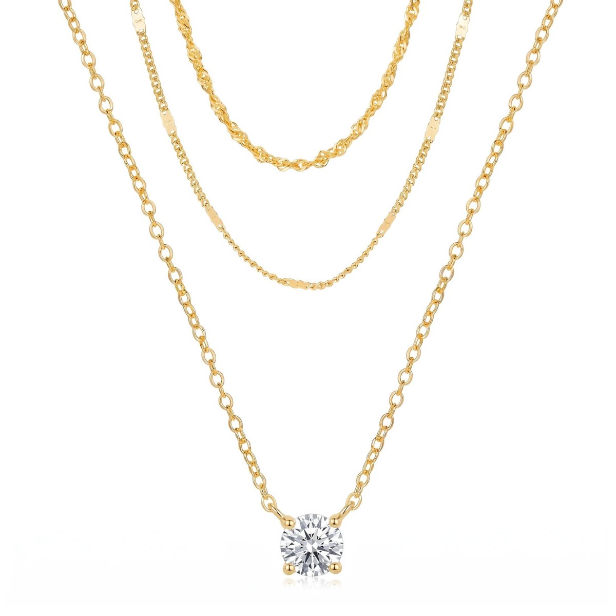 Studio Aurélie - Ketting - 18K goud - 3-set, stainless steel