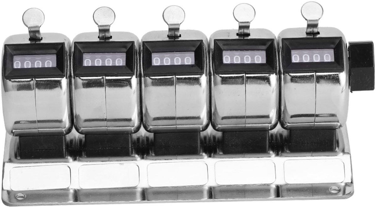 Dailygoods- Klik Teller Handmatig Resetbaar - Handteller - Tellen - Roestvrij Staal - 4-cijferig - Duurzaam en Slijtvast