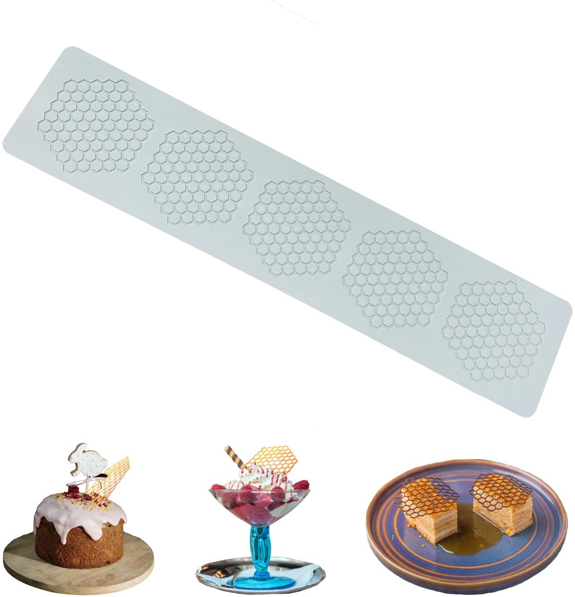 Dailygoods- Siliconen Mal Honingraatstructuur - Cakevorm - Taartdecoratie - Suikerpasta - Chocolade - Voedselveilige Siliconen - Taartvorm