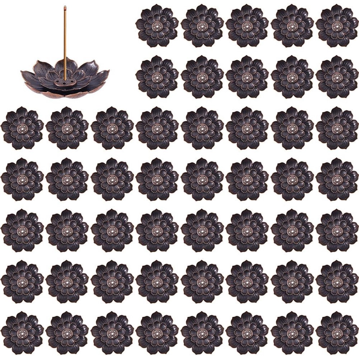Dailygoods- Wierookhouder Dubbellaags Lotusontwerp - Wierook Brander - 60 Stuks - Antislip - Decoratief - Voor Yoga en Meditatie - Wierookbrander