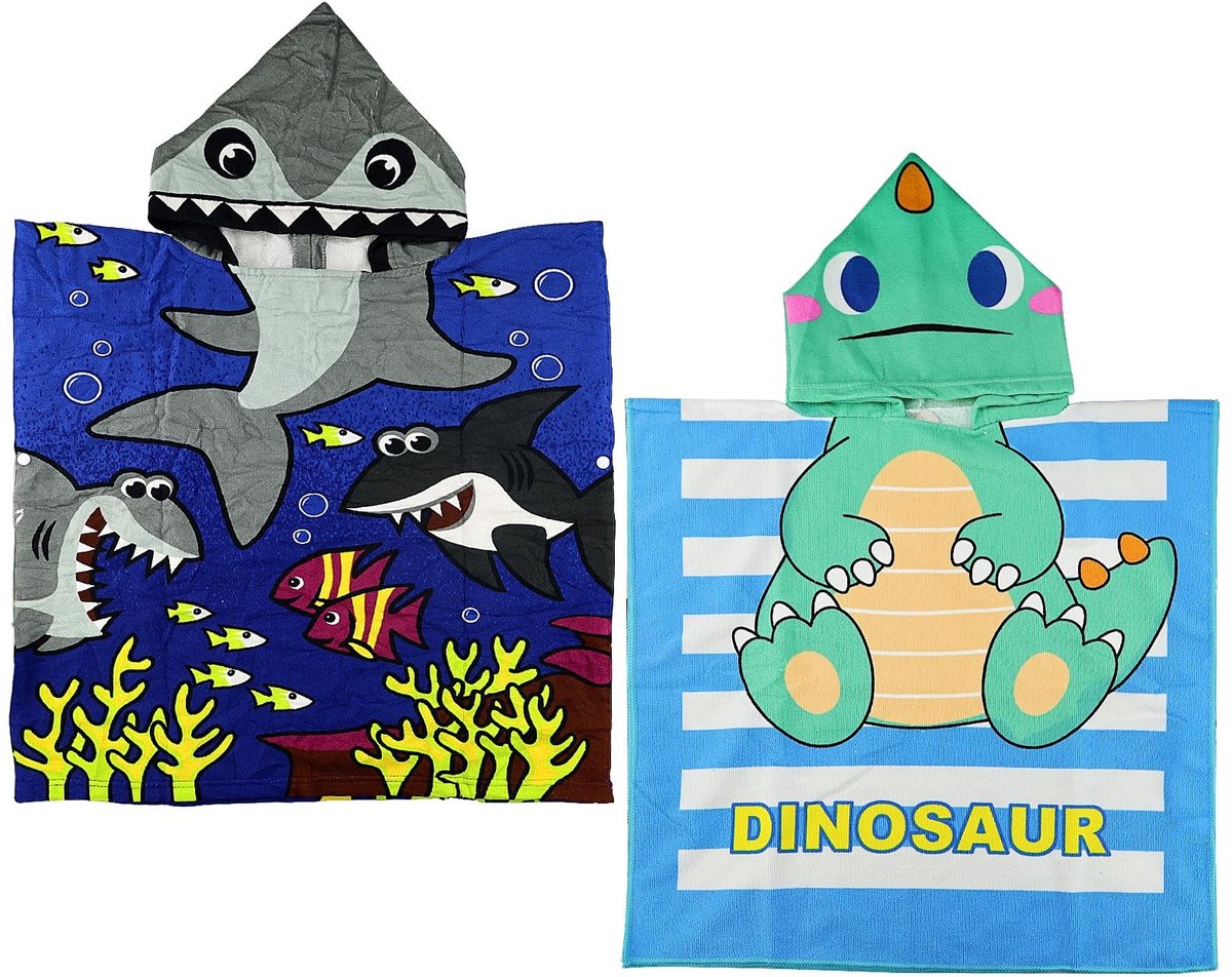 Dailygoods- Badjassen Zacht Microvezel - Badjassen Kinderen - Badjassen Jongens/Meisjes - Cartoonmotief - Capuchon - 58 x 119 cm - Zwembadjassen