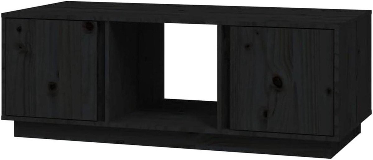 Salontafel Hout - Bijzettafel Koffie - Woonkamer Meubel - Massief Grenenhout Frame - 110x50x40 cm - Zwart