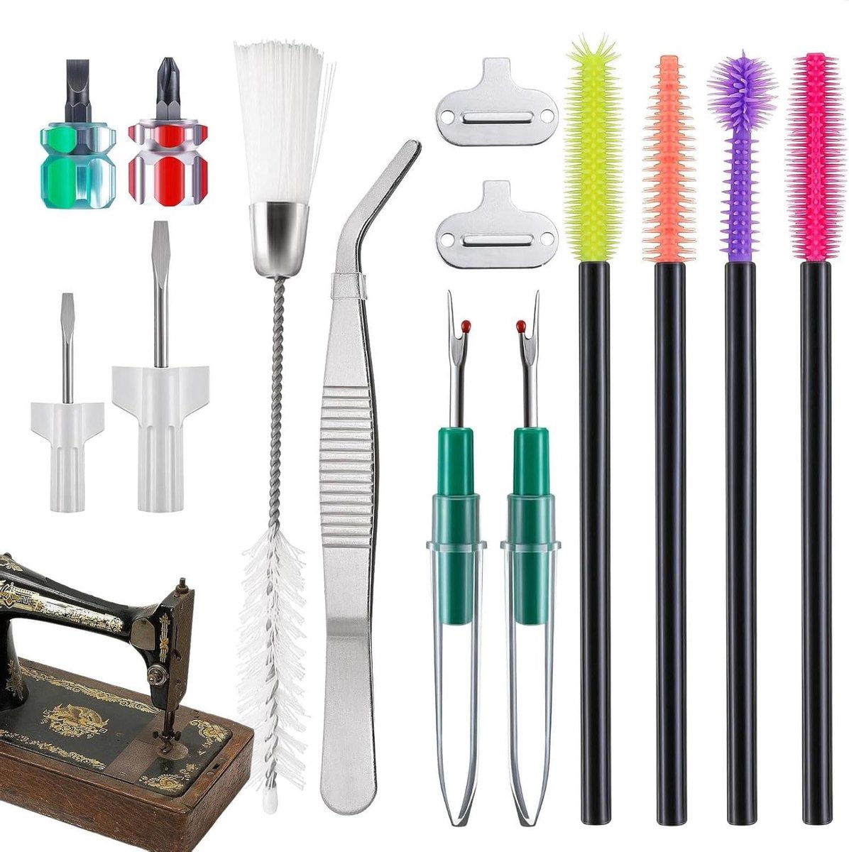 Naaimachine Reinigingsset - Naai-onderhoud Kit - Machine Onderhoud - 14 Delige Set - 16 x 11 x 3.5 cm