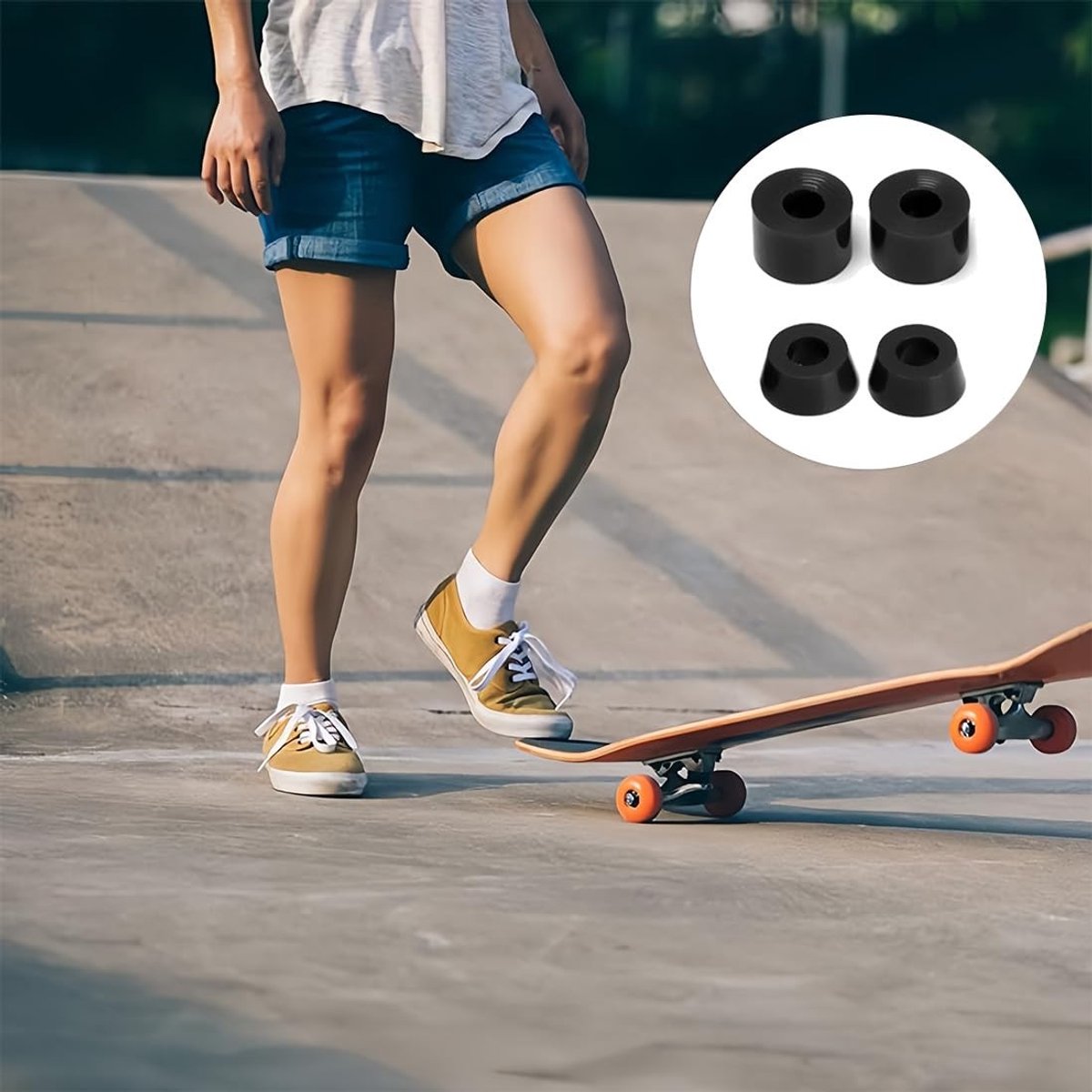 Dailygoods- Stuurbussen 4 stuks - Schokdempers - Bussen/Cups - Voor Skateboard/Longboard - Hoogwaardig PU-kunststof - Stabiliteit/Flexibiliteit - Skateboardbussen