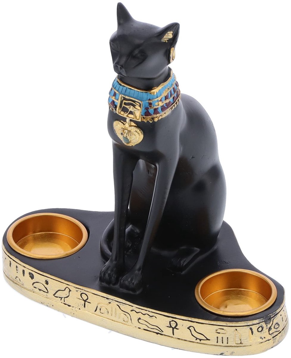Dailygoods- Standbeeld Egyptische Kat Godin Bastet - Vintage Beeldje - Decoratie voor Binnen - Hars - 7,9 Inch - Verfijnd Woonaccent
