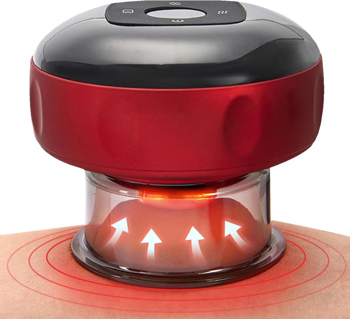 Elektrische Massagecup - Wellness Apparaat - Spierontspanning Thuis - Zes Warmtestanden - 18 x 14 x 8 cm - Zwart