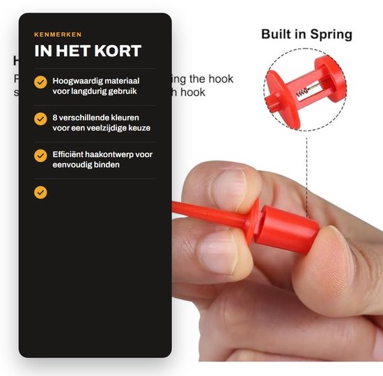 Vliegbinden 16 Stuks - Plastic Lange Tip Haken - Roestvrij Staal - Hackle Tang - Efficiënte Tool - Lente Ontwerp - Haaktang — afbeelding 2