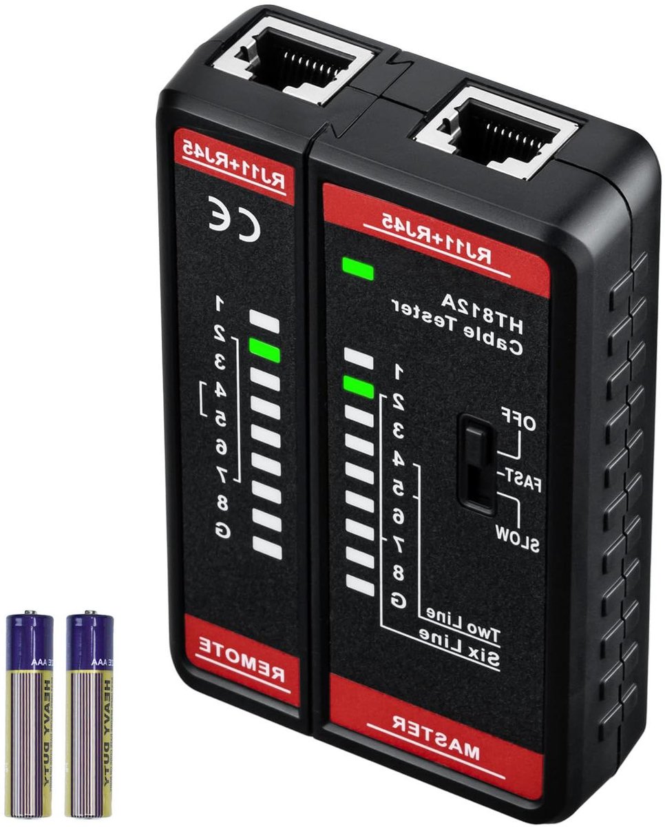 RJ45 RJ11 Pro netwerktester met live detectie 60 V, ondersteunt CAT5/CAT6/CAT6A-kabels, afgeschermd en niet afgeschermd, snelle diagnose van kortsluiting en fouten, met batterijen voor