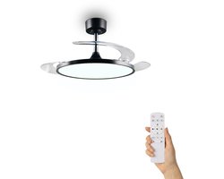 Fantiluxe - Soren - Plafondventilator met verlichting - Zwart - Ø106cm - Afstandsbediening - Met lamp - Plafond ventilator - Slaapkamer