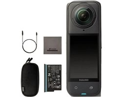 Flolife – Insta360 X5 Actiecamera 8K 30fps – 360° Camera met Uitwisselbare Lenzen, Drievoudige AI-chip, Verbeterde Nachtopnames, 185 Min Batterijduur, Waterdicht, Zwart