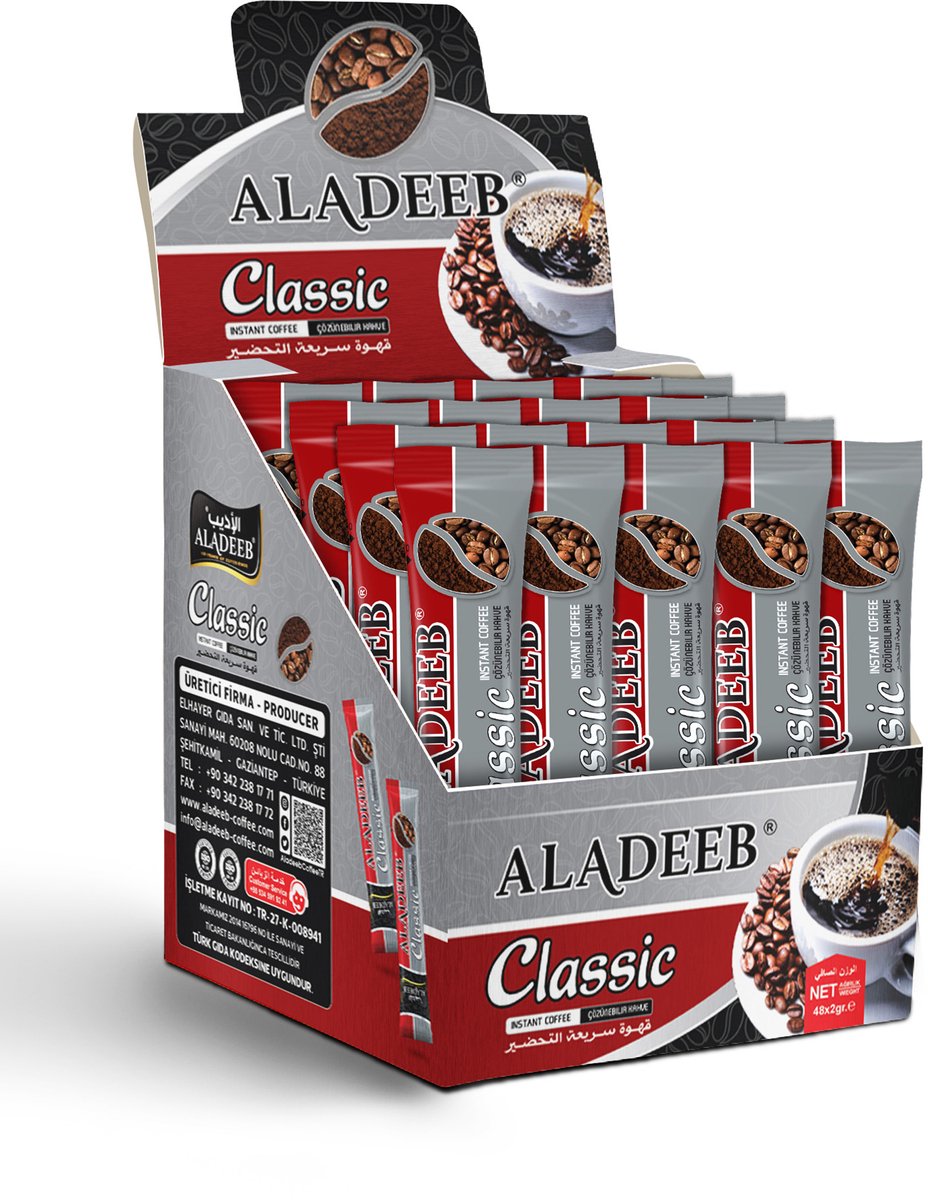 Aladeeb Premium - Classic Instant Coffee Voordeelverpakking - 48 x 2 gr (96 gr)