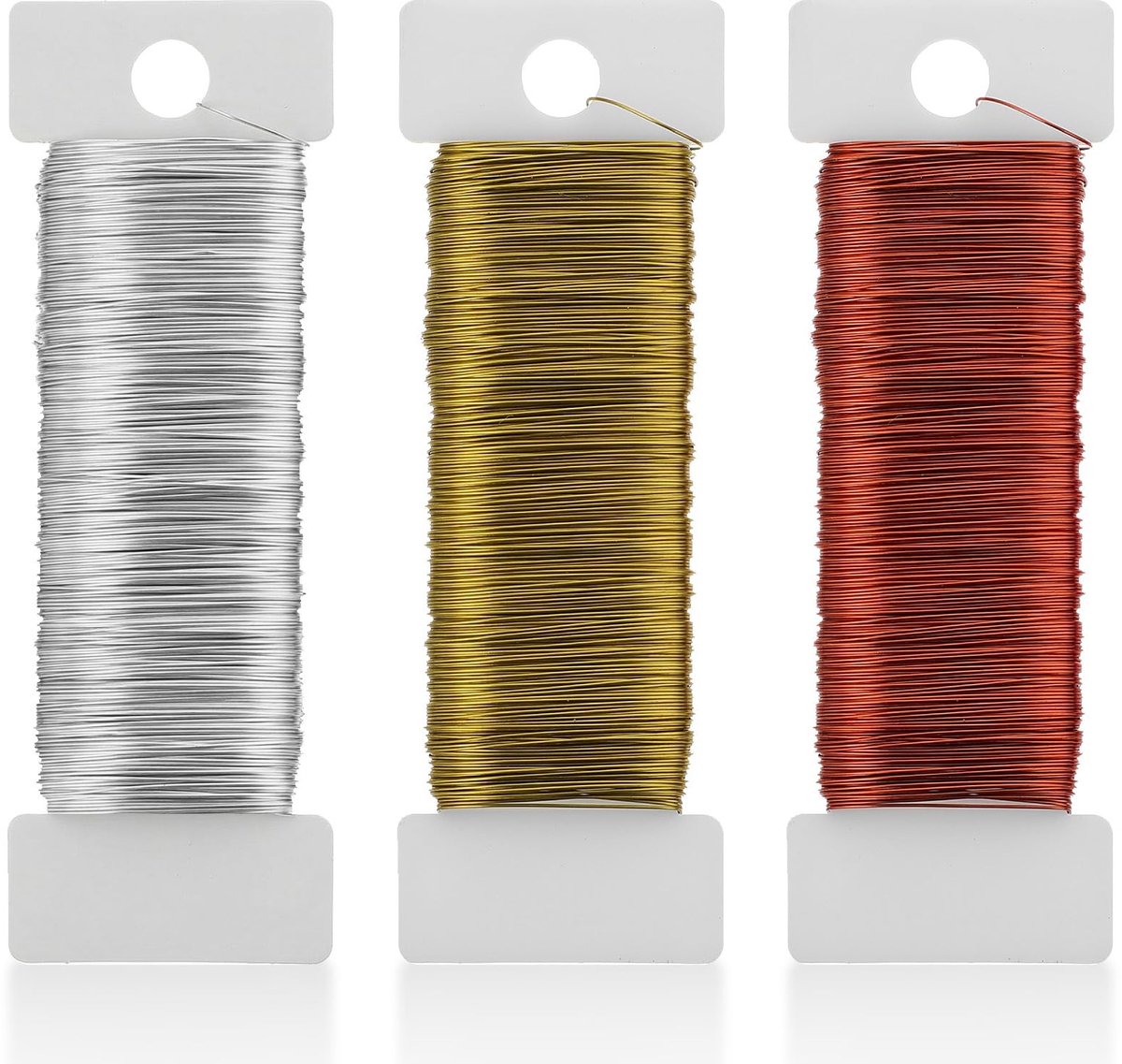 Dailygoods- Knutseldraad set 3 kleuren - Dunne Metaaldraad - Sieraden Draad - Wikkeldraad - Bloemdraad - Hoogwaardig IJzerdraad 0,35 mm x 50 m - Sieradendraad